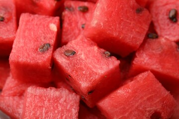 Pieces of tasty watermelon as background, closeup