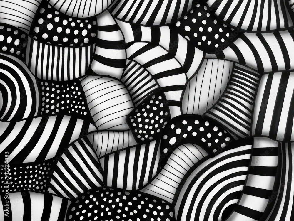 Poster captivating abstract doodle art design featuring a mesmerizing array of intricate geometric patterns