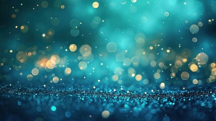 Sparkling Teal Bokeh Background