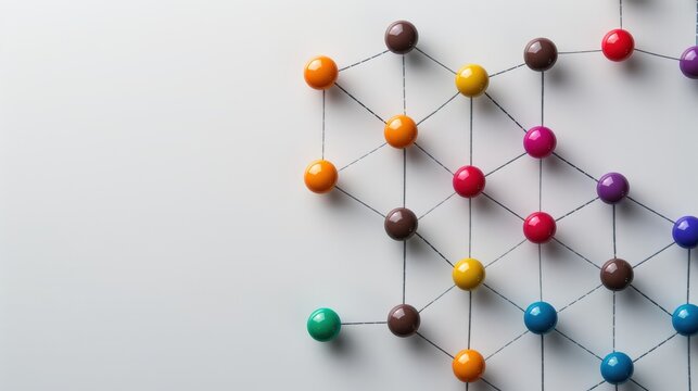 A scatter plot matrix with various colored dots representing data relationships on a white background