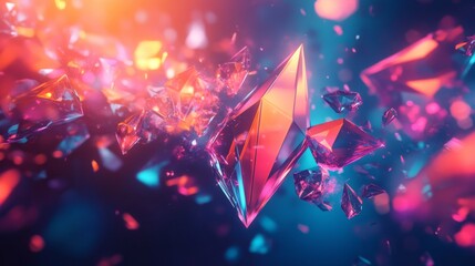 3D Abstract Background: Floating Crystal Shards - Royalty  Image