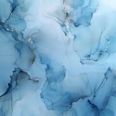 Obraz premium Abstract Blue Alcohol Ink Texture With Gold, Fluid Painting Background, Wallpaper, Mixing Paints