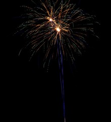 Long exposure shot of vibrant fireworks in the night sky for the 4th of July