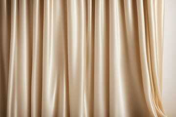 Obraz premium Timeless cream silk curtain with a soft glow for classic product displays, Ai Generated