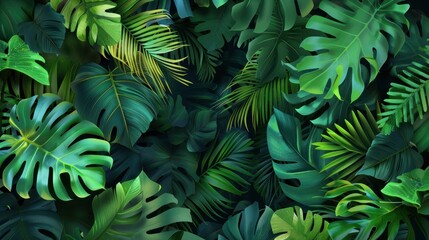 Lush Green Tropical Leaves Wallpaper