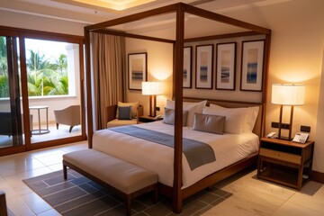 An executive suite at a luxury resort, offering sophisticated accommodations with high-end amenities and unparalleled service