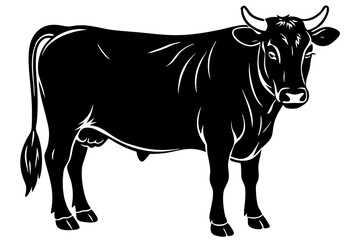 cow silhouette, cow vector illustration, bull, cow icon