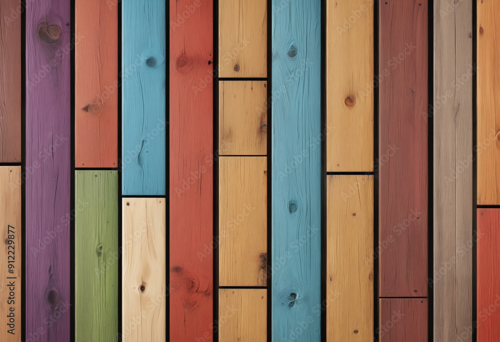 Poster stock image of timber planks of different colors
