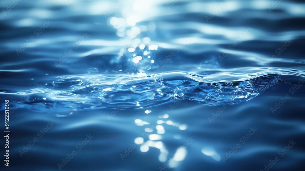 Poster abstract background with blue water and light reflections creating a serene atmosphere.