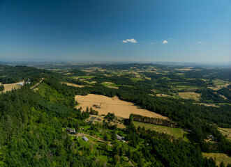 Naklejka premium A beautiful landscape with a large field of grass and trees