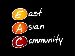 EAC East Asian Community - trade bloc for the East and Southeast Asian countries, acronym text concept background