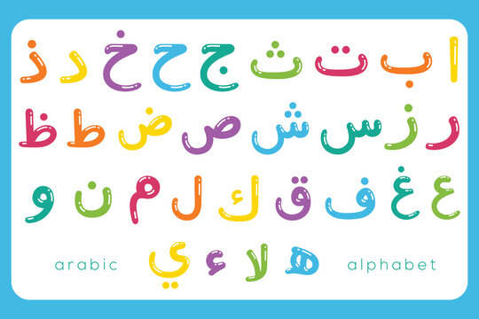 Arabic alphabet letters or hijaiyah letters for muslim children's learning