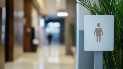 White sign with clear restroom symbols, showcasing public facilities