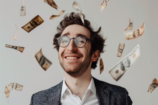 A man wearing a suit and glasses smiles, ideal for use in business or professional settings