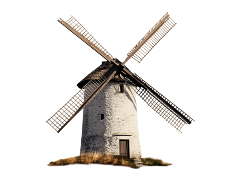 Windmill isolated on transparent or white background
