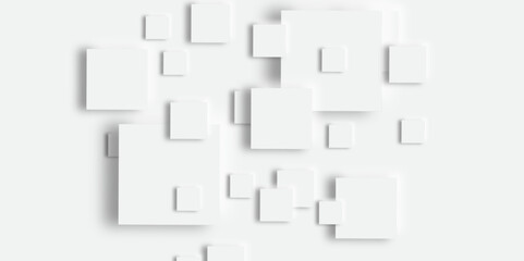 Abstract background with grey tone of many square and rectangles shapes on white background with decorative elements in Neomorphs style with copy space. You can use for add, poster, design artwork.