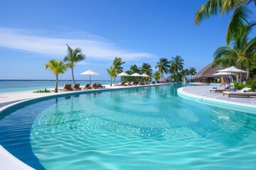 Fototapeta premium Resort booking with an ideal location, providing easy access to key attractions and offering a perfect blend of convenience and relaxation for an unforgettable stay.