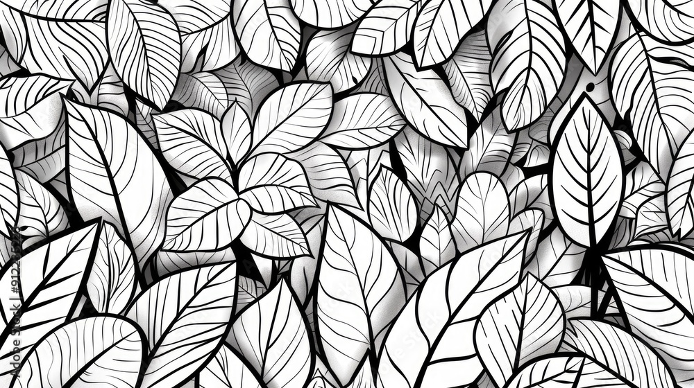 Poster mesmerizing line art forest foliage sketches in abstract botanical backdrop intricate and harmonious
