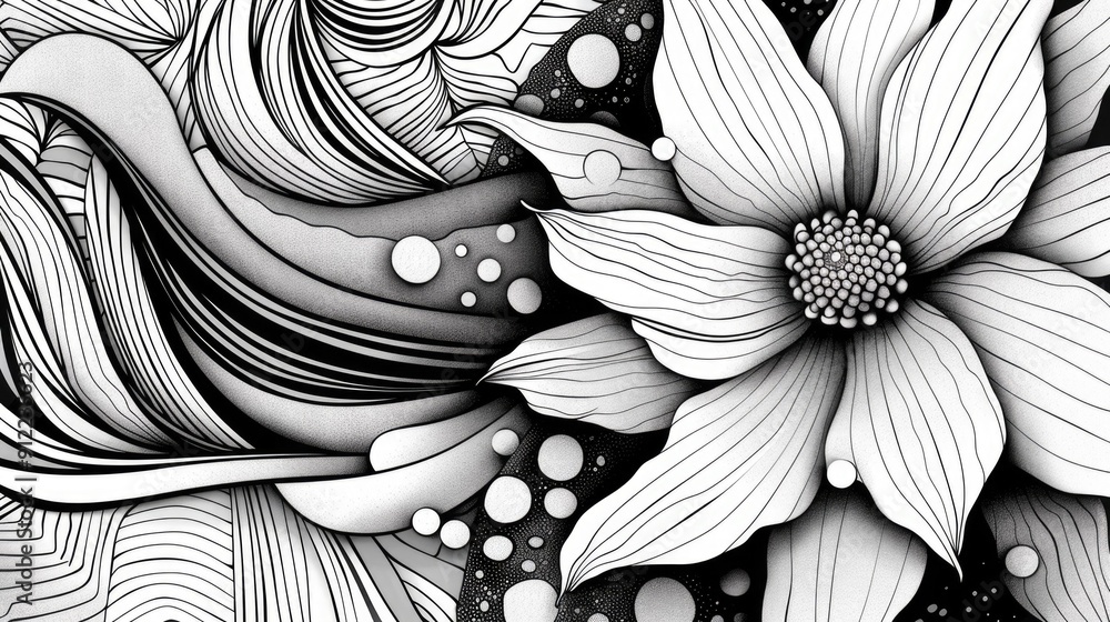 Poster elegant and captivating floral geometry abstract art with swirling organic patterns and lines this i