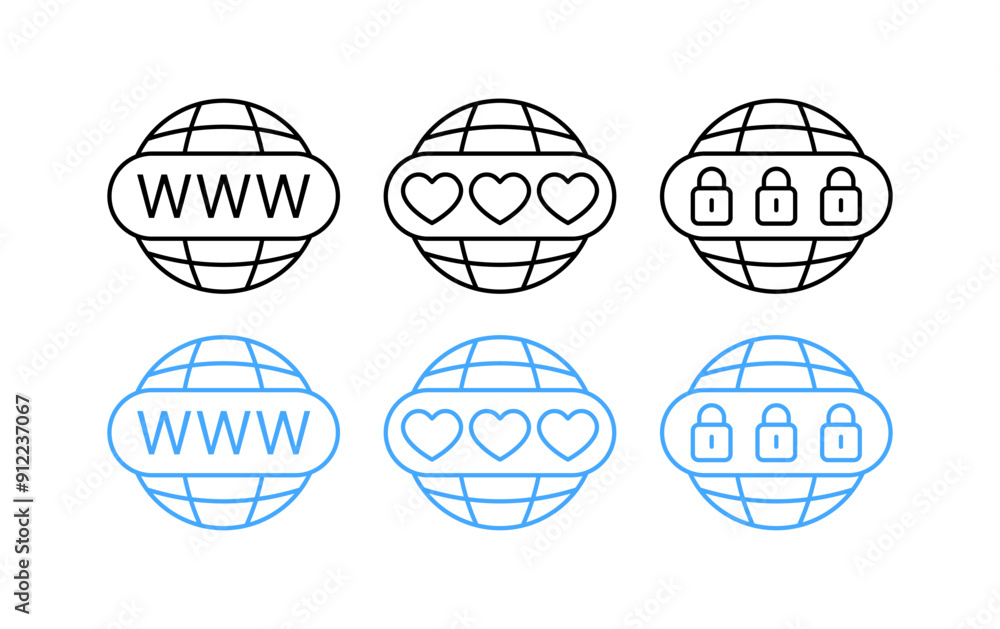 Poster website set icons. linear and flat style. vector icons.