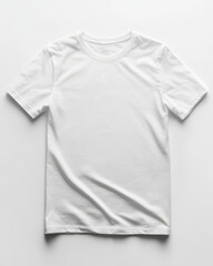 Fototapeta premium Top view of plain white t-shirt isolated on white background