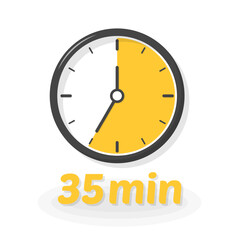 35 min icon. Clock icon. Flat style. Vector icon.