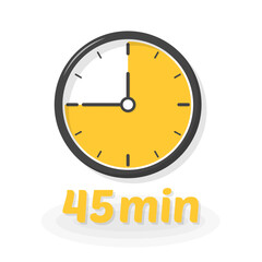 45 min icon. Clock icon. Flat style. Vector icon.