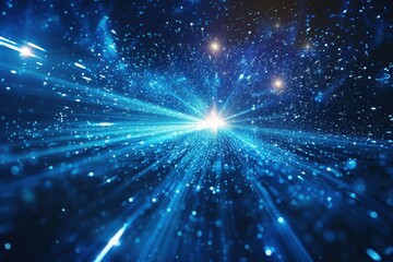 Obraz premium A blue starry sky with a bright light shining through it