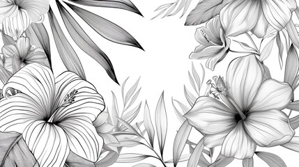 Elegant Botanical Line Art with Monochrome Floral and Leaf Silhouettes  Minimalist modern wall art featuring organic natural botanical elements in a clean abstract line drawing style