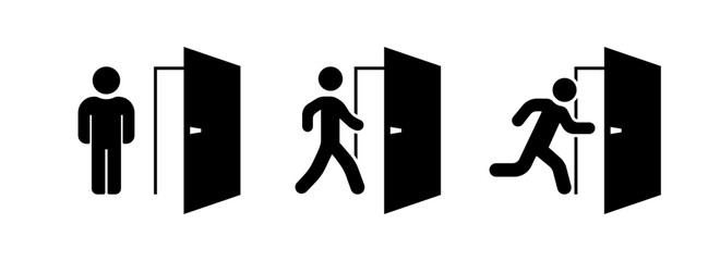 Exit set icons. Silhouette style. Vector icons.