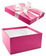 Pink open gift box isolated