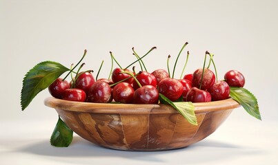 Fresh red cherry fruit plants on a white background are suitable for template Generate AI