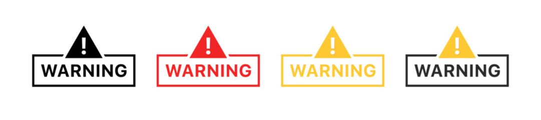 Fototapeta premium Warning set icons. Flat and silhouette style. Vector icons.