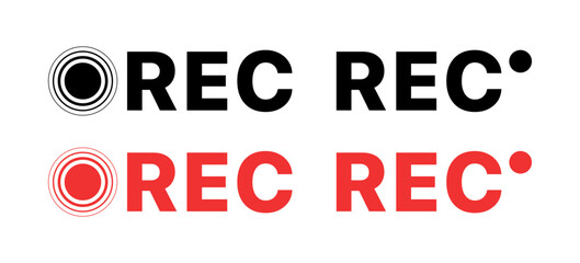 Rec set icons. Live icons. Flat and silhouette style. Vector icons.