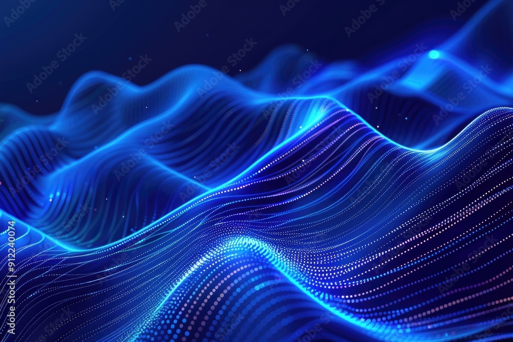 Poster a close-up shot of a wave of blue light, often used in scientific or technological contexts
