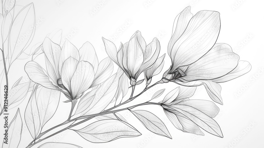 Poster elegant and minimalist botanical line art with a modern and clean design aesthetic the delicate flor