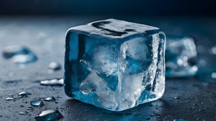 ice cube on blue background