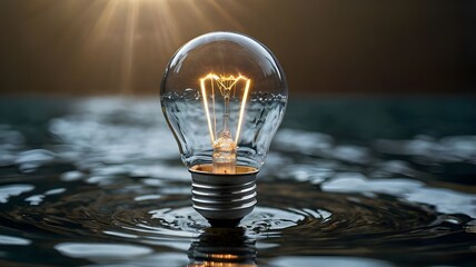 light bulb on water background
