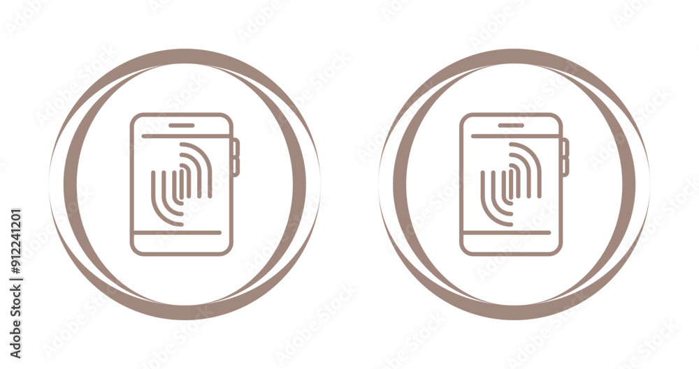 Sticker fingerprint scanning vector icon