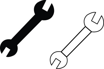 Wrench spanner icon screwdriver logo. Maintain gear wrench mechanic pictogram symbol. Wrench icon. For your design, logo. Vector illustration with transparent background.