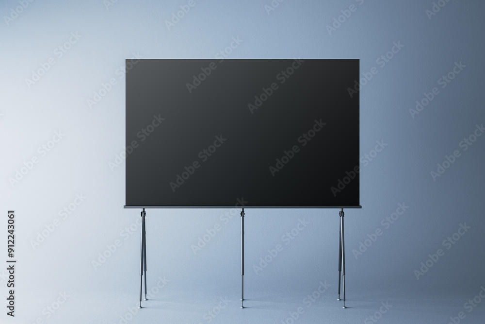 Poster blank black mock up stand for placing images and texts. gray background. 3d rendering.