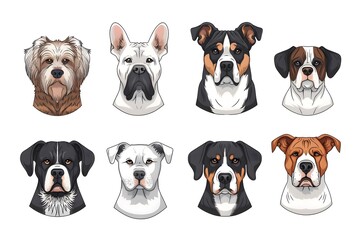 Fototapeta premium Diverse collection of dog breeds illustrated in a colorful and playful style.