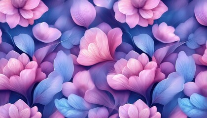 Sweet Pink-Blue Floral Prints: Seamless Pattern for Fabric and Wallpaper