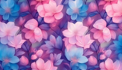 Sweet Pink-Blue Floral Prints: Seamless Pattern for Fabric and Wallpaper