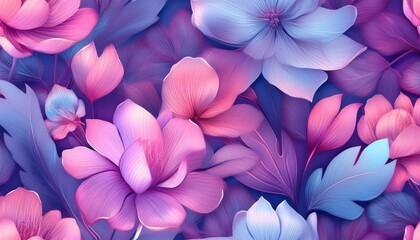 Sweet Pink-Blue Floral Prints: Seamless Pattern for Fabric and Wallpaper