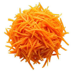 Fototapeta premium Grated carrots top view isolated on transparent background