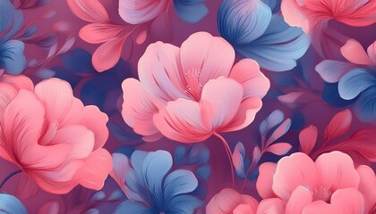 Sweet Pink-Blue Floral Prints: Seamless Pattern for Fabric and Wallpaper