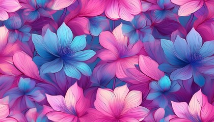 Sweet Pink-Blue Floral Prints: Seamless Pattern for Fabric and Wallpaper