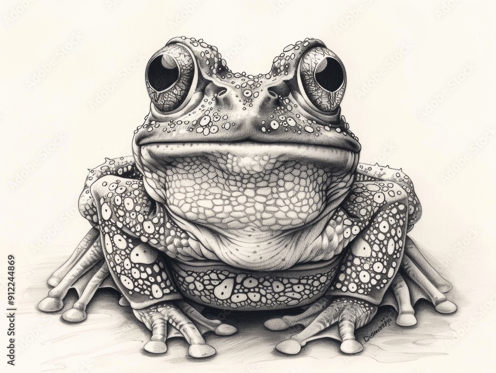 Poster intricate doodle art friendly frog with charming textured and patterned details creative whimsical a
