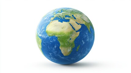 3D Blue and Green Earth Globe with Detailed Map - High-Resolution Image